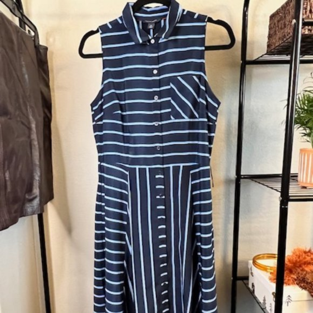 Tommy Hilfiger Striped Midi Shirt Dress - Picture 1 of 9